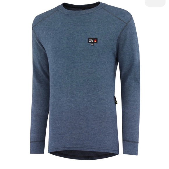 Helly Hansen Work Wear Fire Resistant Long Sleeve Tee Shirt Size Large Blue - Picture 9 of 9